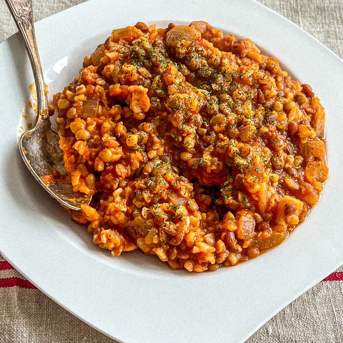 Turkish Pilaf with Bulgur and Lentils