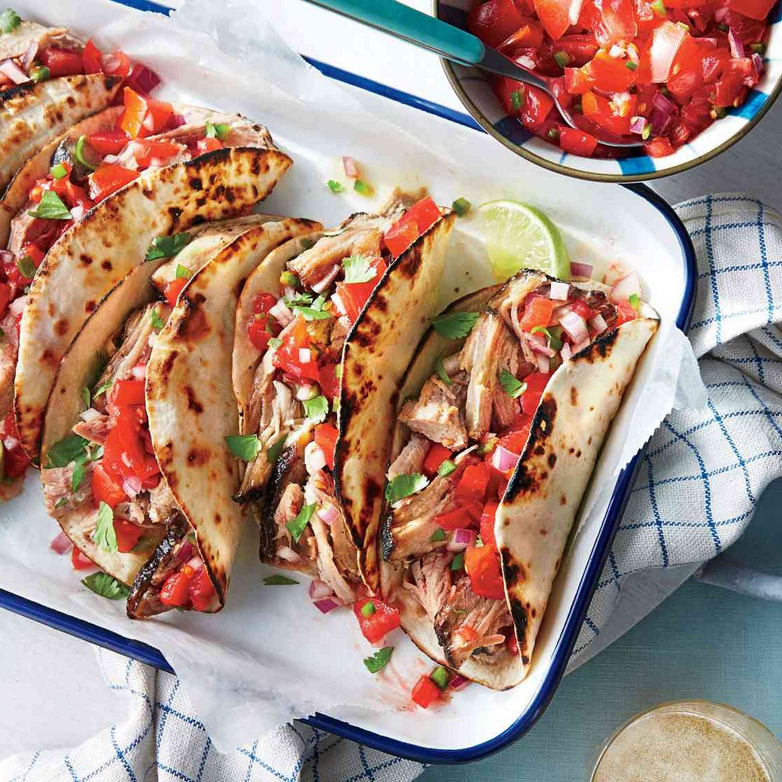 Slow-Cooker Pork Tacos with Fresh Tomato Salsa Recipe