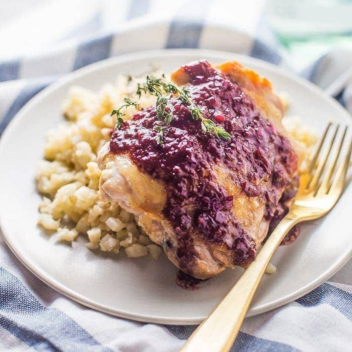 5-Ingredient Whole30 Chicken Thighs with Raspberry-Balsamic Sauce (Paleo)