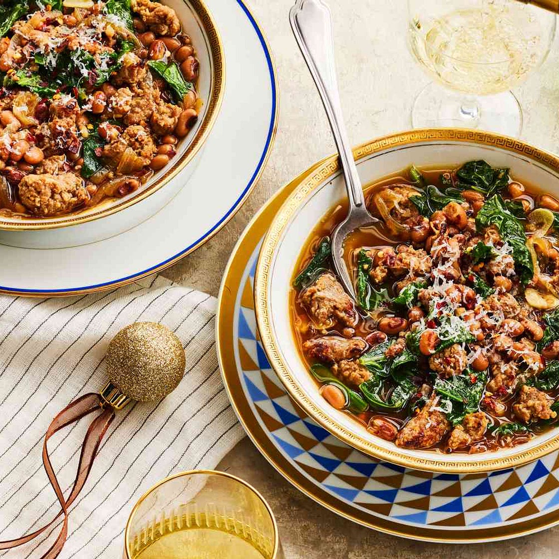Sausage And Black-Eyed Pea Soup With Greens