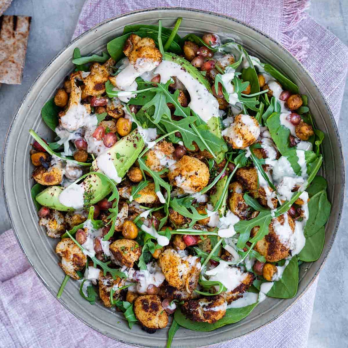 Roasted Cauliflower Salad with Tahini Dressing