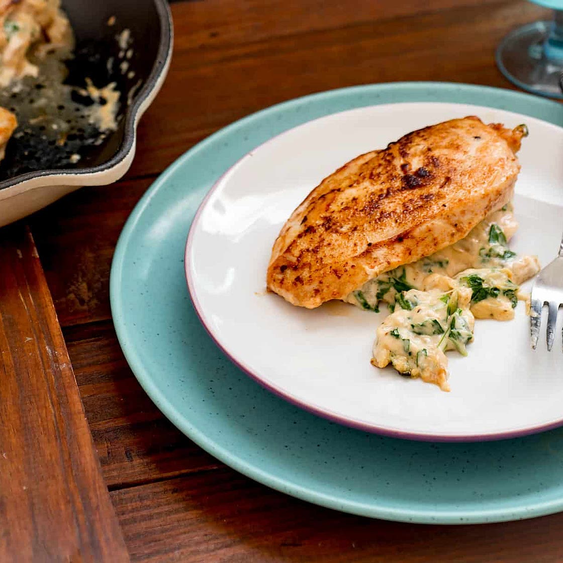 Chicken breasts stuffed with spinach and cream cheese