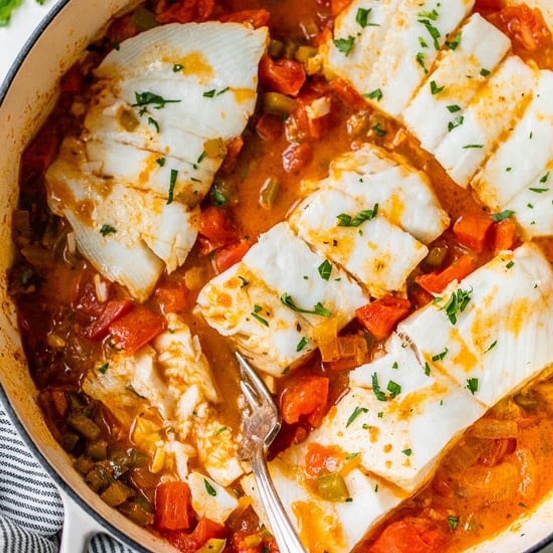 Skillet Cajun Spiced Fish with Tomatoes