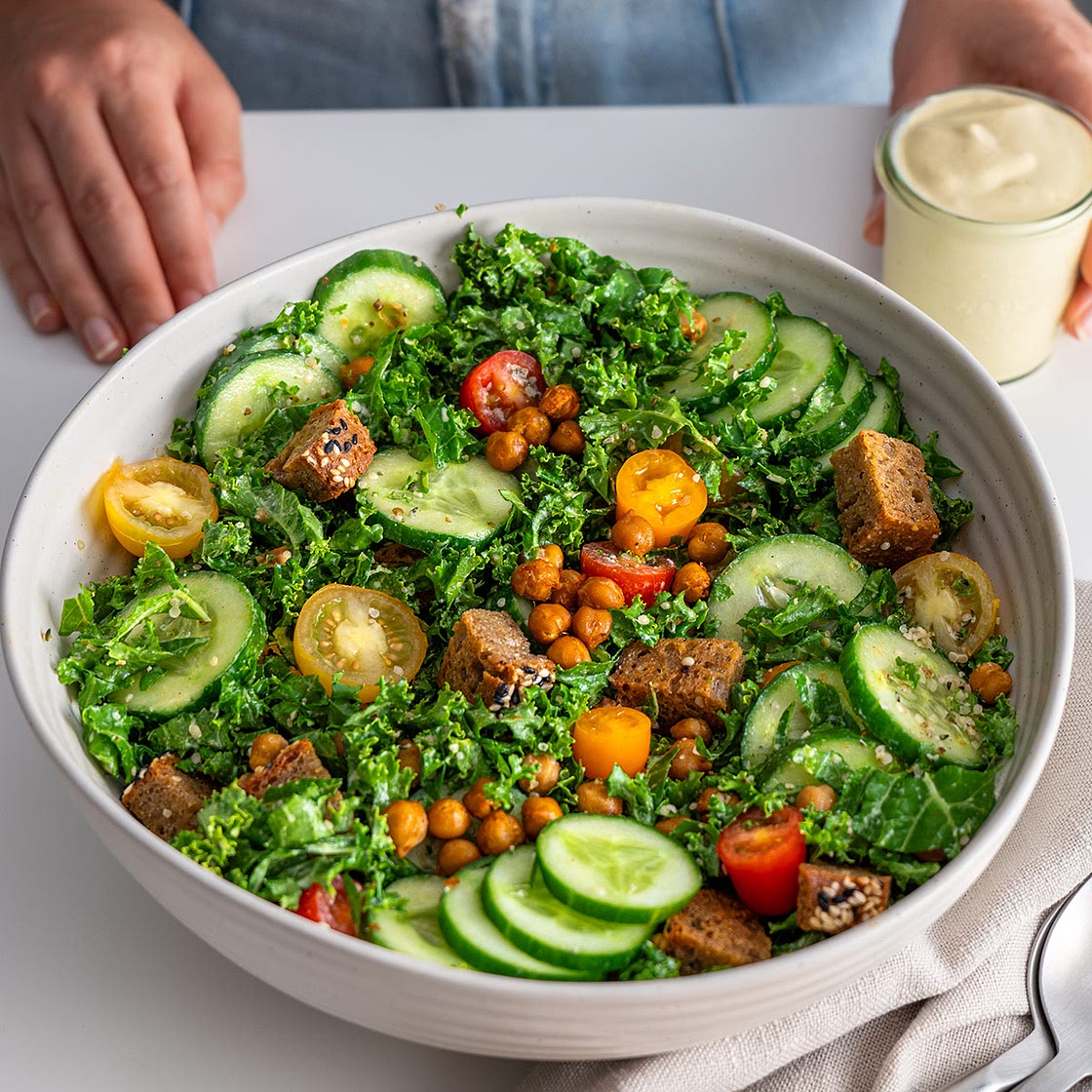 High-Protein Kale Caesar Salad