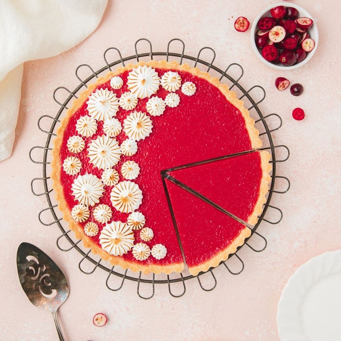 Cranberry Curd Tart with Toasted Meringue
