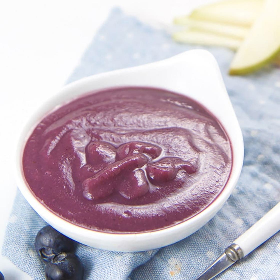 5-Minute Pear + Blueberry Baby Food Puree (stage 2) - Baby Foode