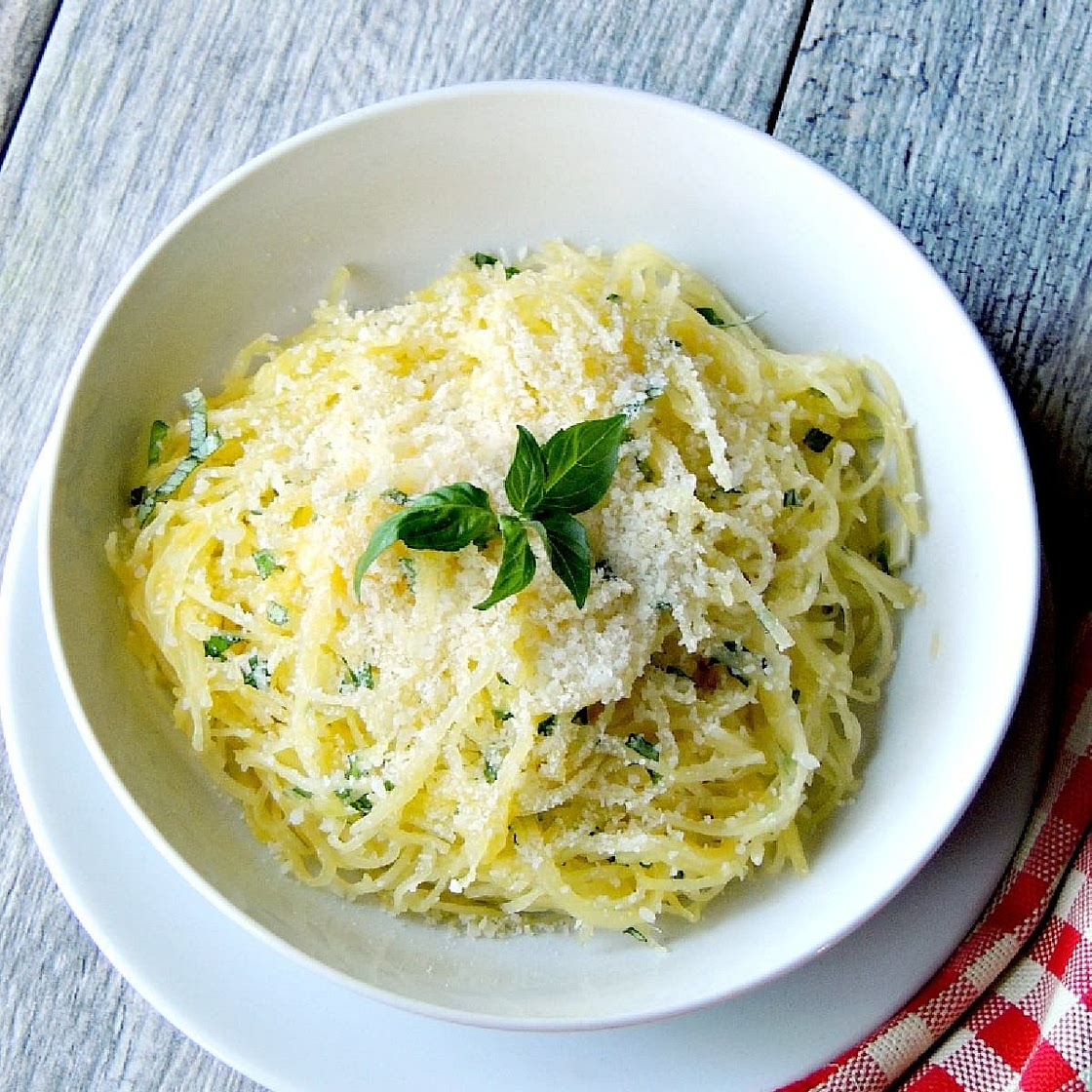 Roasted Spaghetti Squash With Garlic & Parmesan