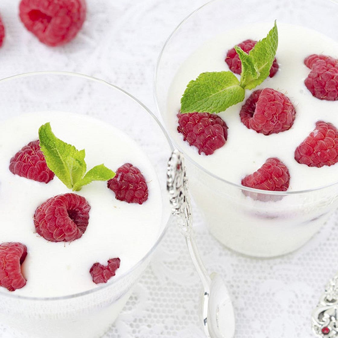 Panna cotta light aux framboises