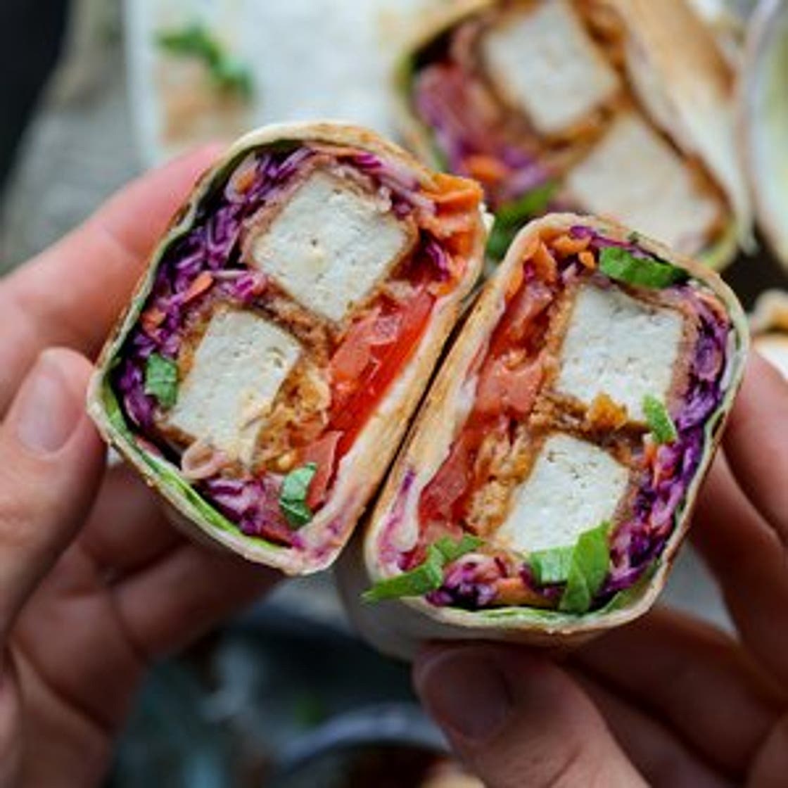 Vegan 'Honey' Mustard Tofu Wraps