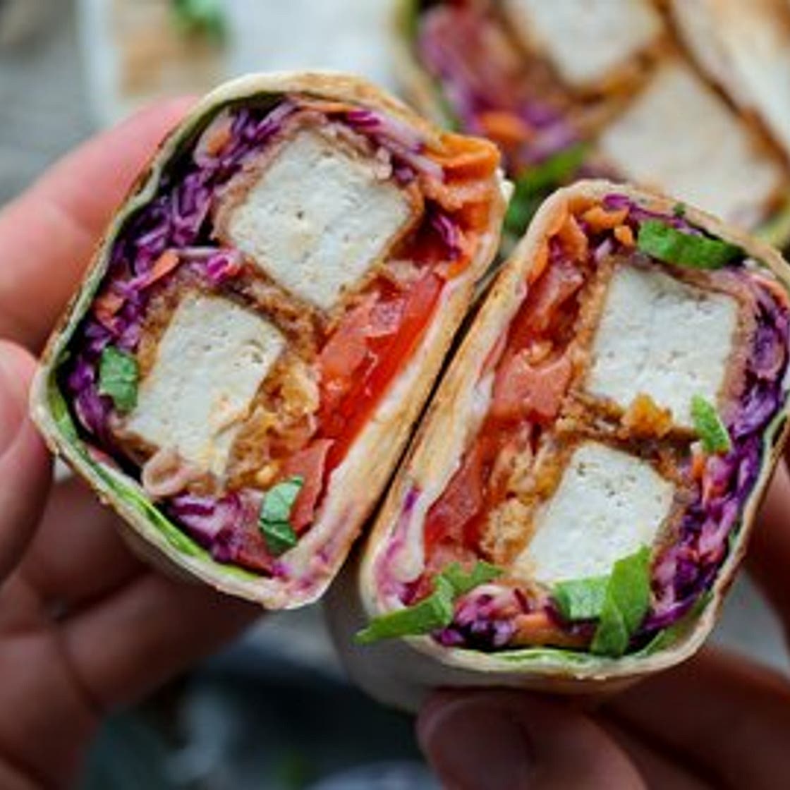 Vegan 'Honey' Mustard Tofu Wraps