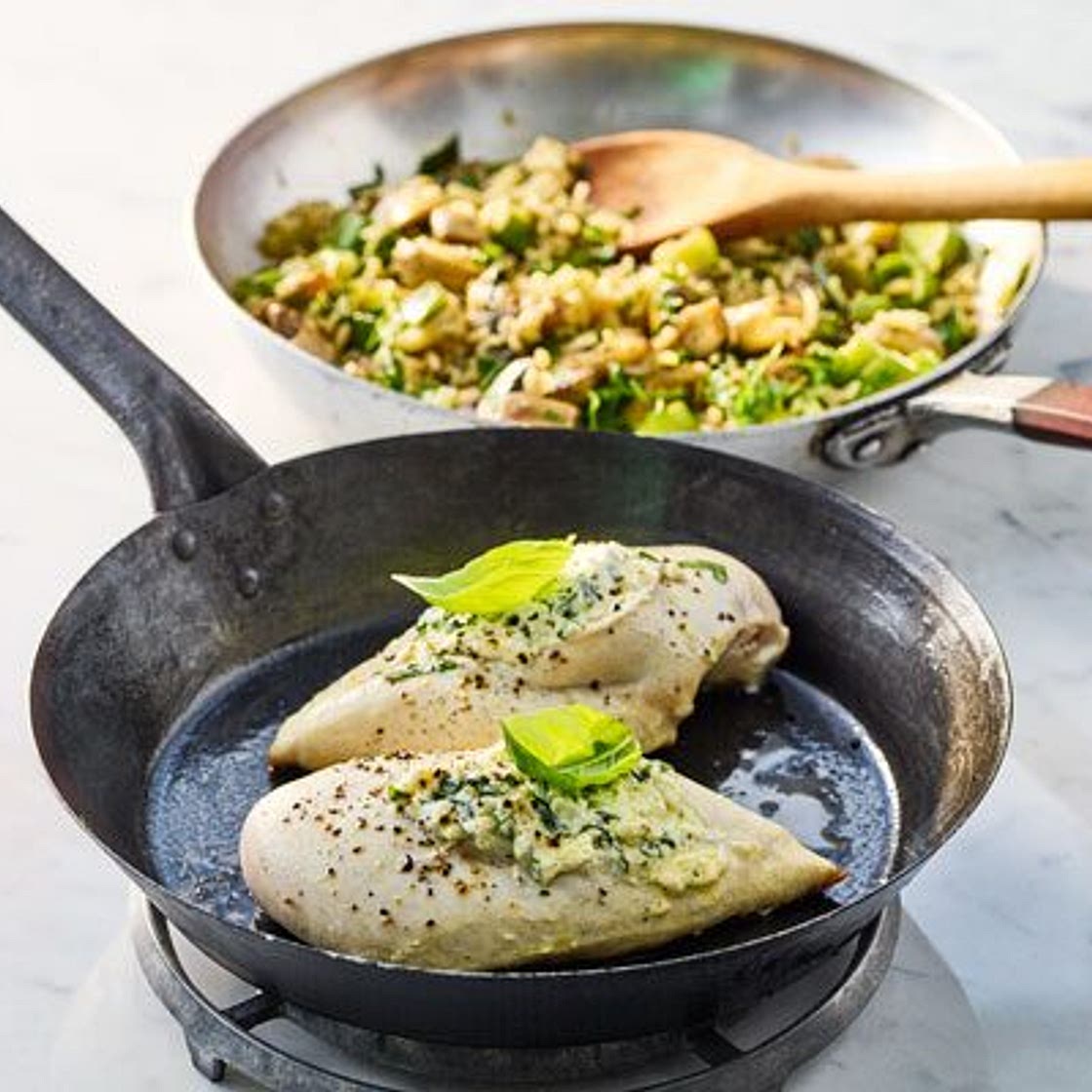 Herb & ricotta chicken with mushroom rice
