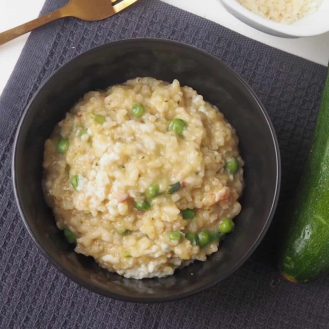 Thermomix Zucchini, Pea and Bacon Risotto