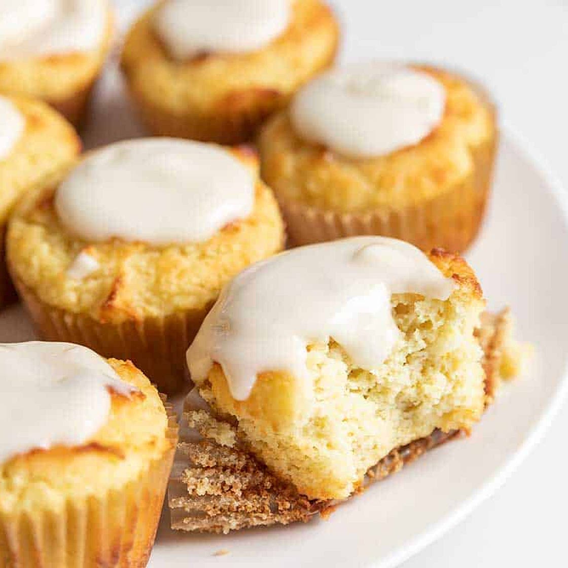 Keto Lemon Pound Cake Muffins with Lemon Glaze