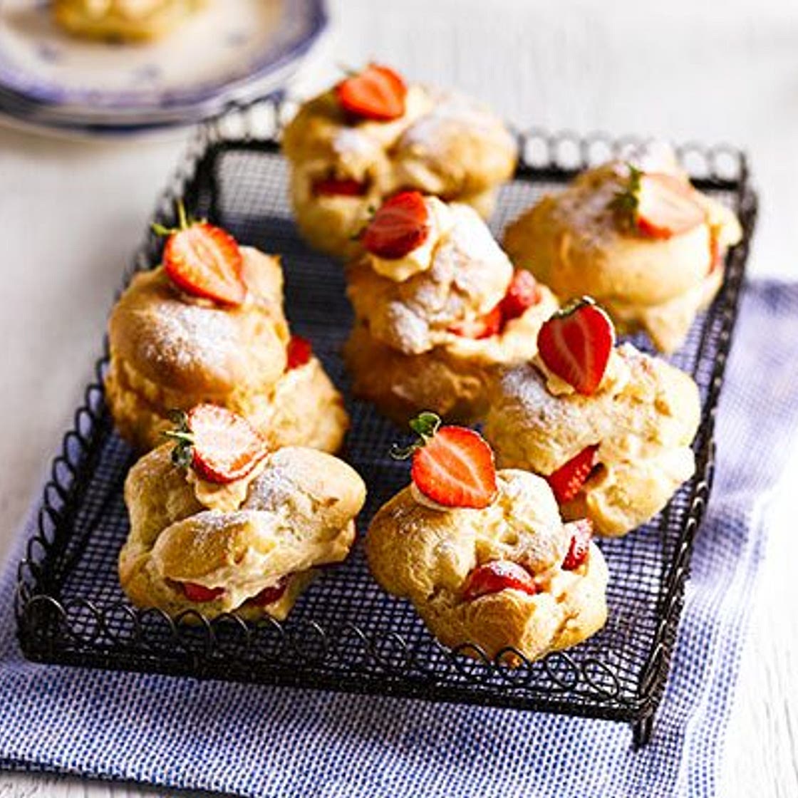 Strawberry & white chocolate choux buns