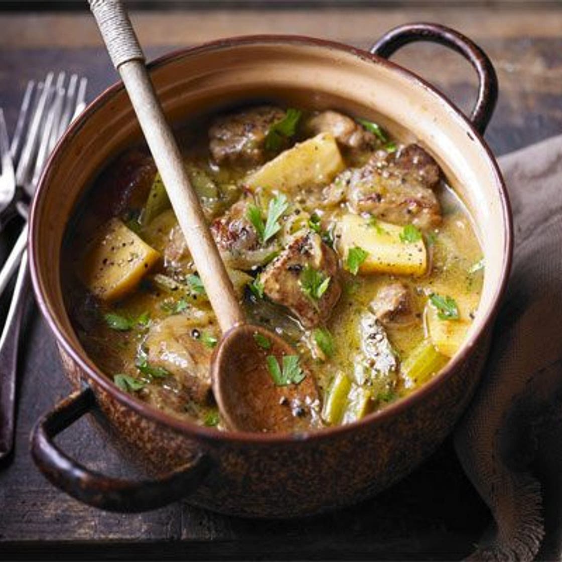 Slow-braised pork shoulder with cider & parsnips