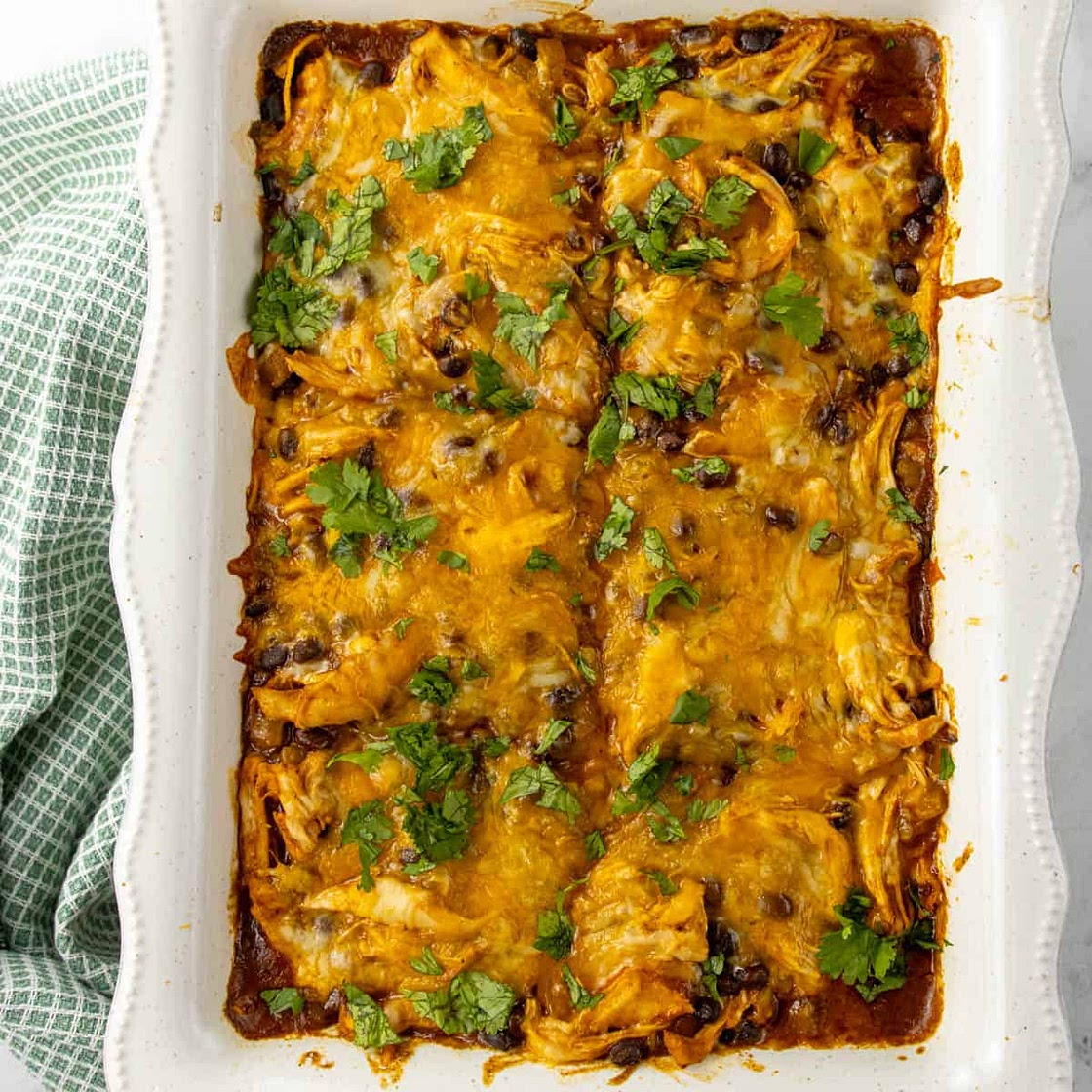 Saucy Chicken Enchilada Casserole