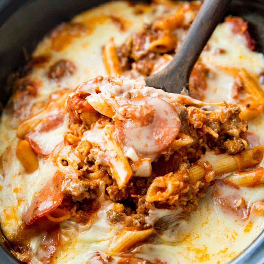 Crock Pot Pizza Casserole
