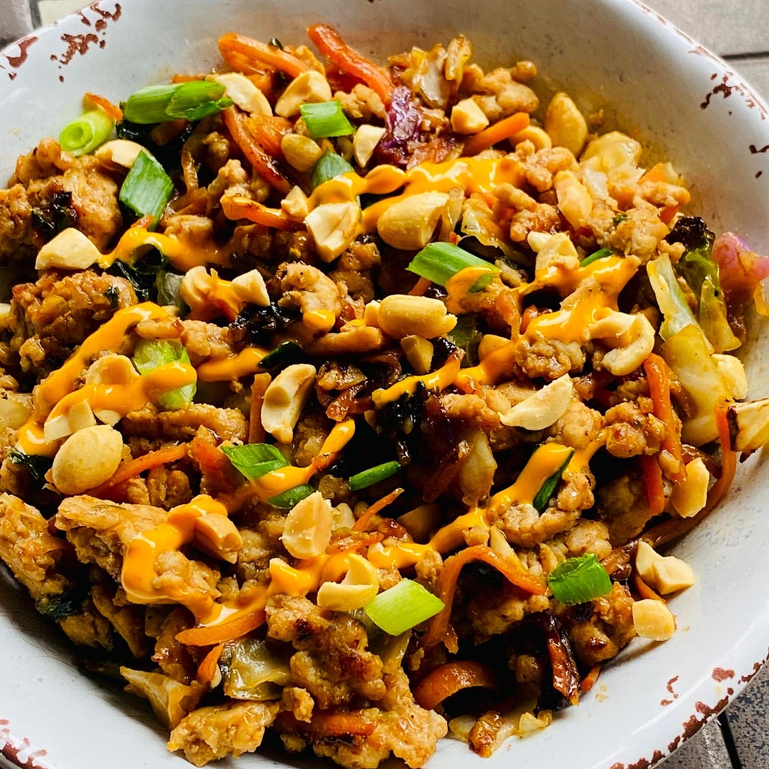 Blackstone Hoisin Peanut Egg Roll Bowls