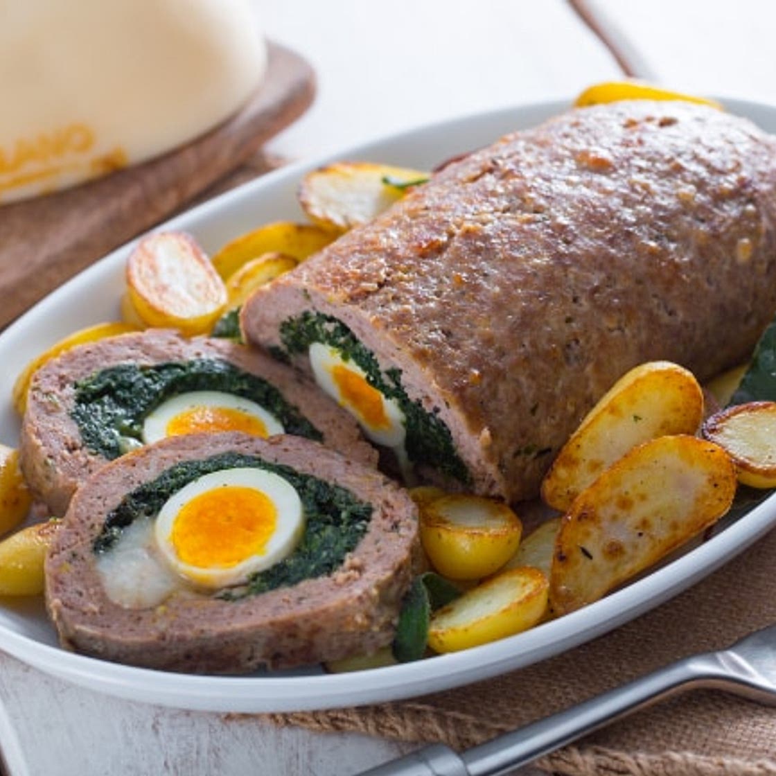 Polpettone ripieno di spinaci e caciocavallo