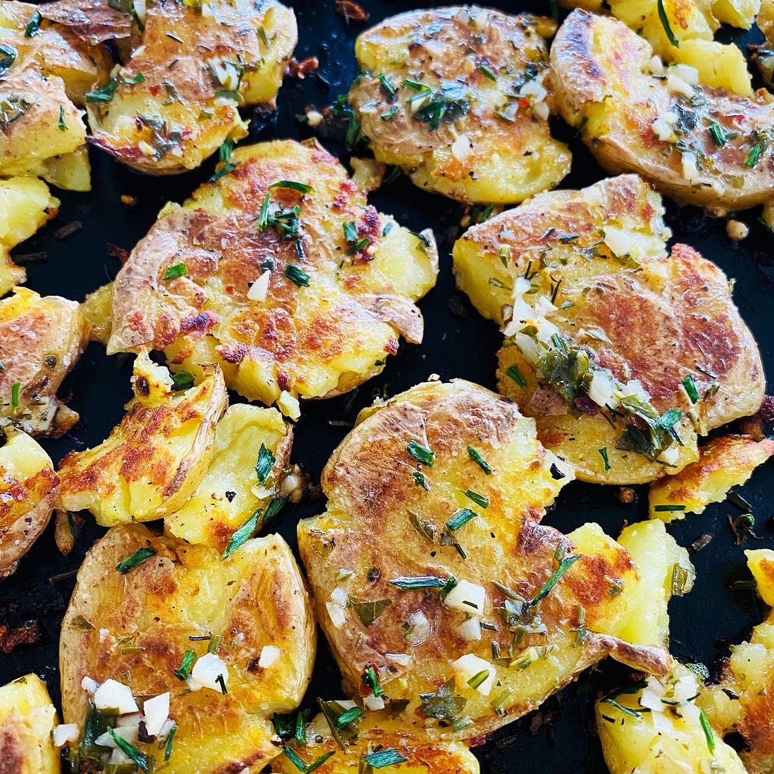 Blackstone Lemon Herb Smashed Potatoes