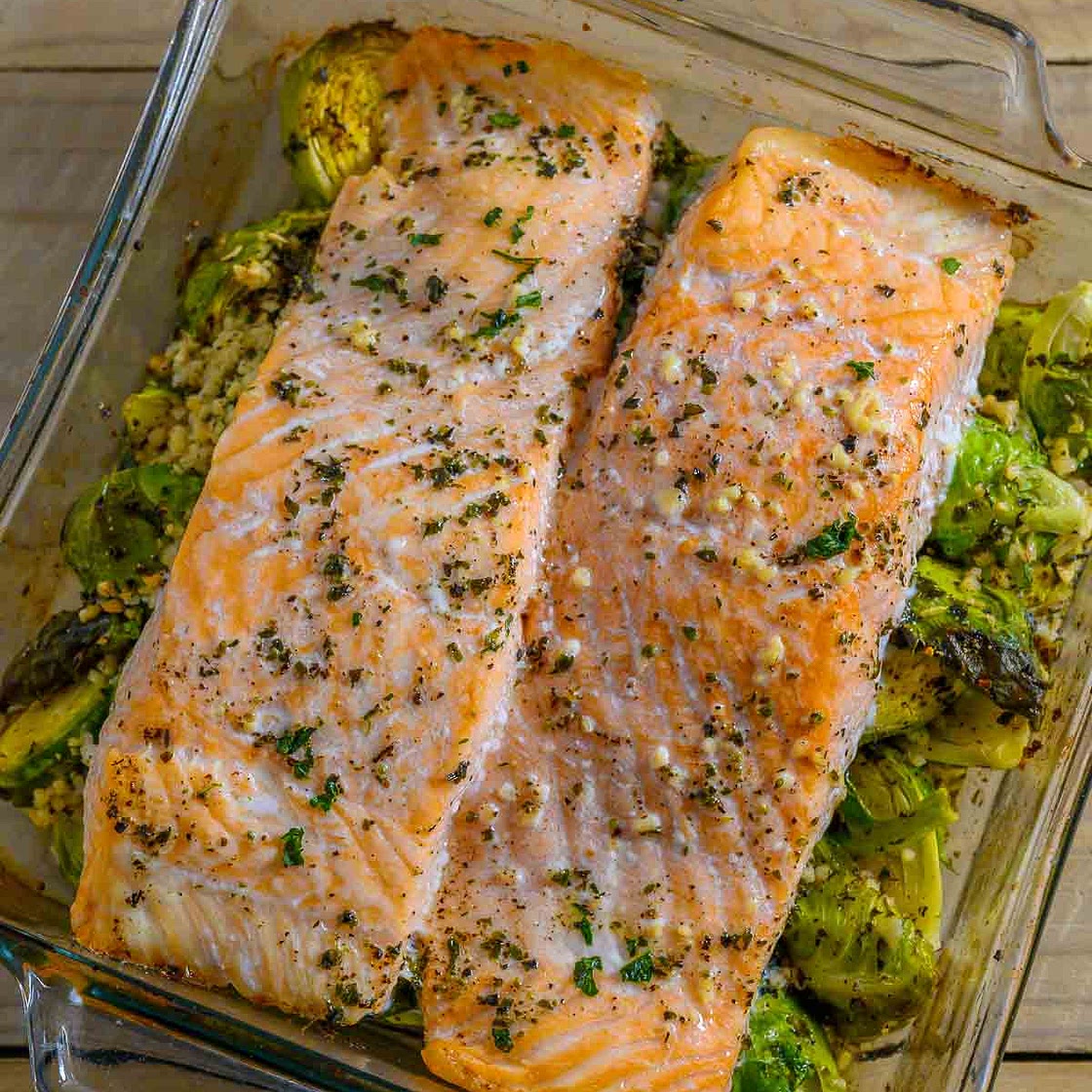 Baked Salmon and Brussels Sprouts Recipe