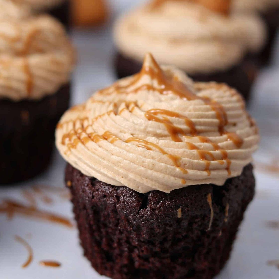 Devil's Food Chocolate Cupcakes with Speculoos Cookie Butter Frosting