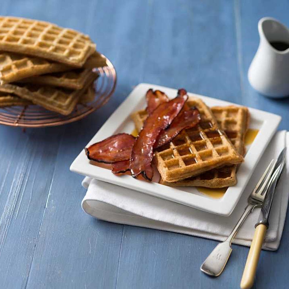 Gluten free waffles with maple bacon