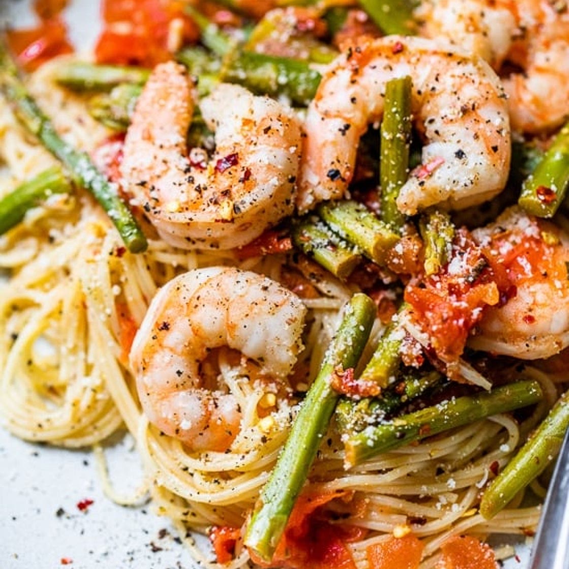 Angel Hair with Shrimp and Asparagus