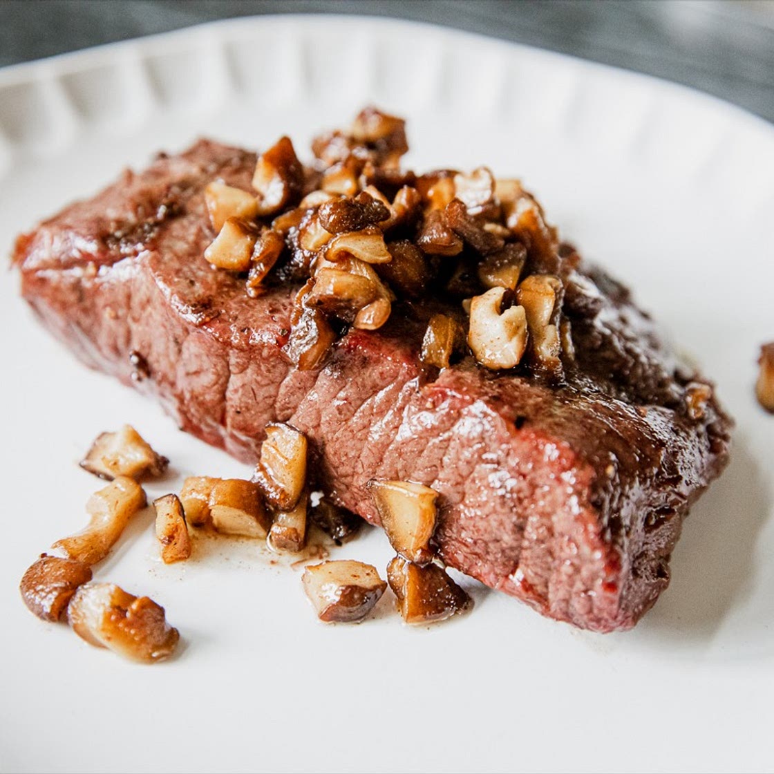 Grilled Flat Iron Steak with Shiitake Mushrooms