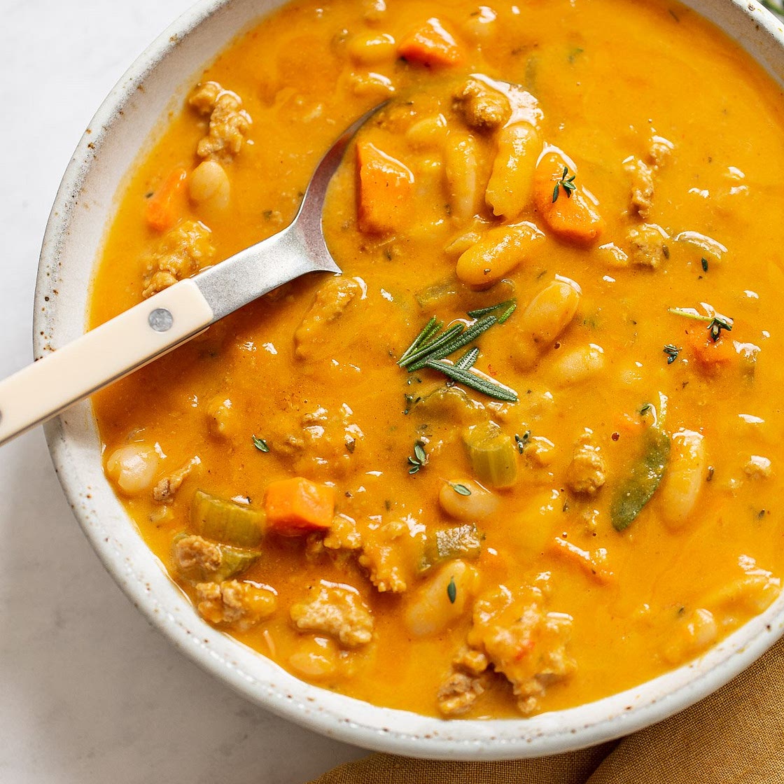 Creamy Turkey Pumpkin Chili with White Beans