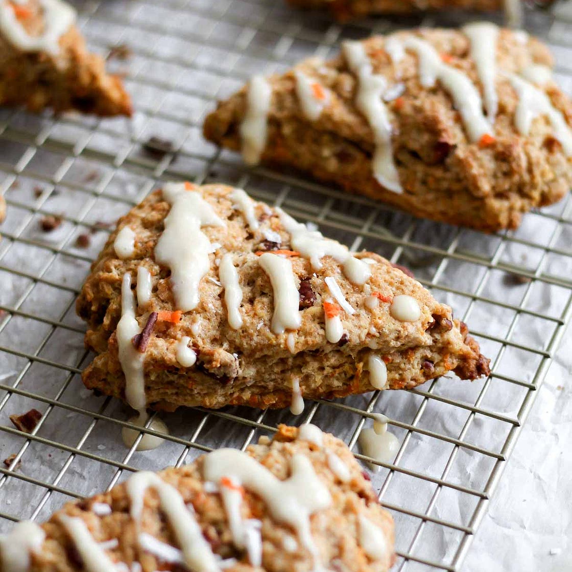 Carrot Cake Scones with Cream Cheese Glaze