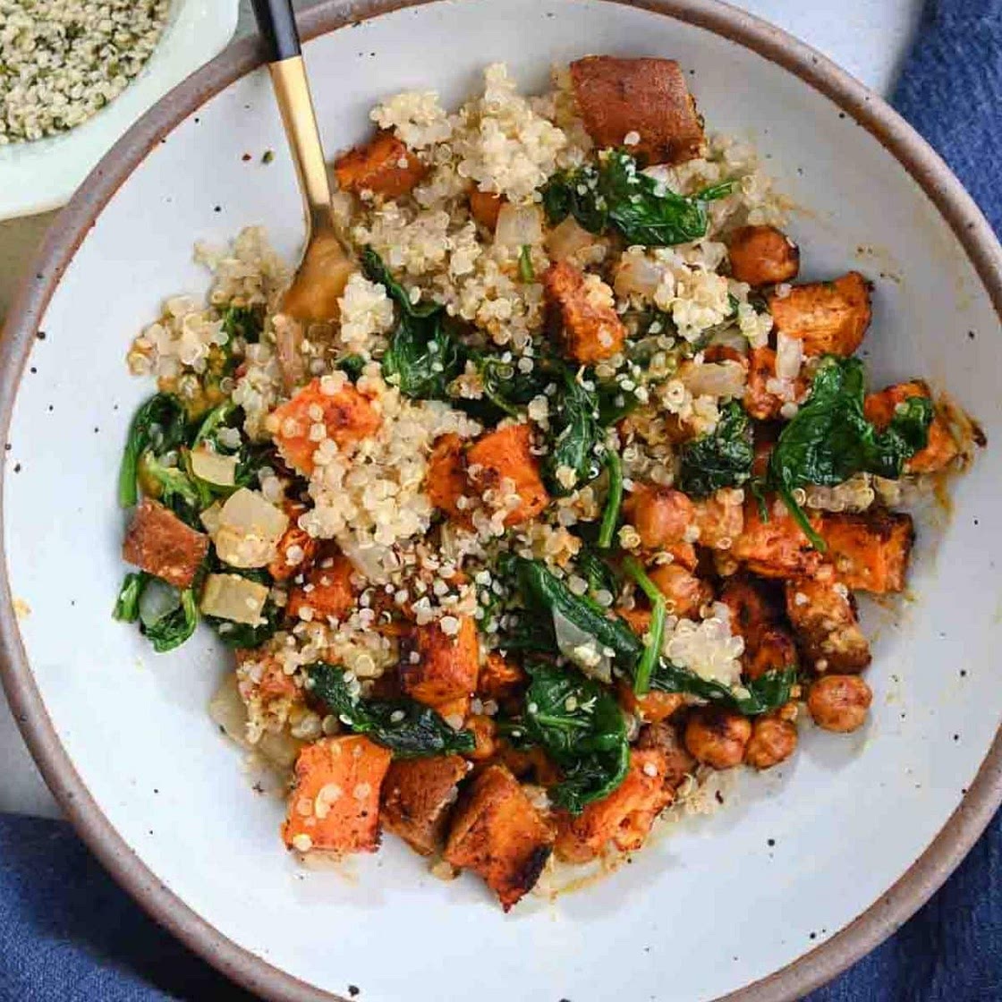 Sweet Potato Quinoa Bowls with Almond Sauce