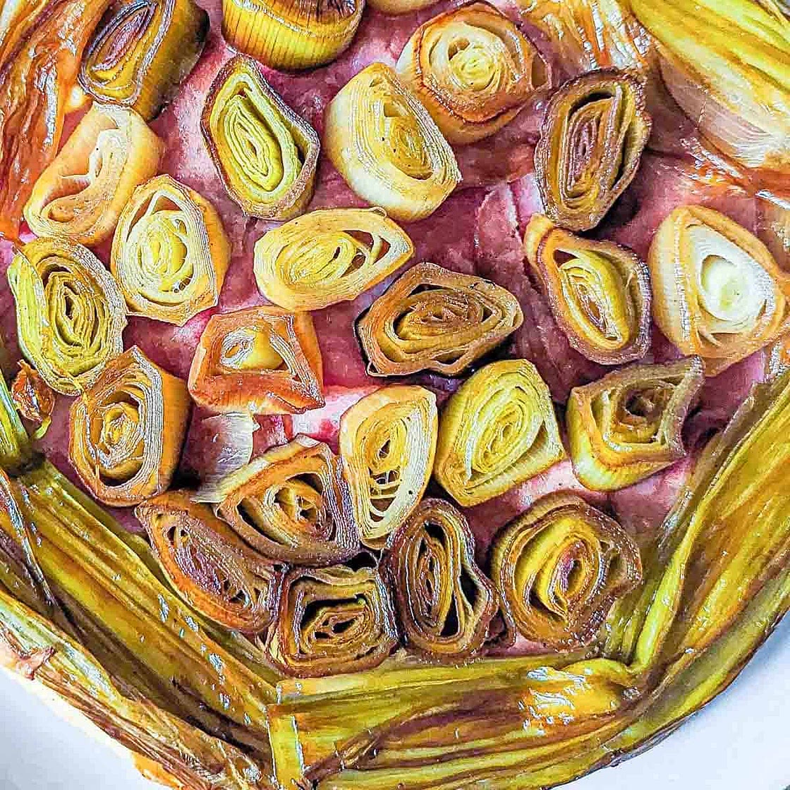 Leek Tarte Tatin with Ham & Cheese