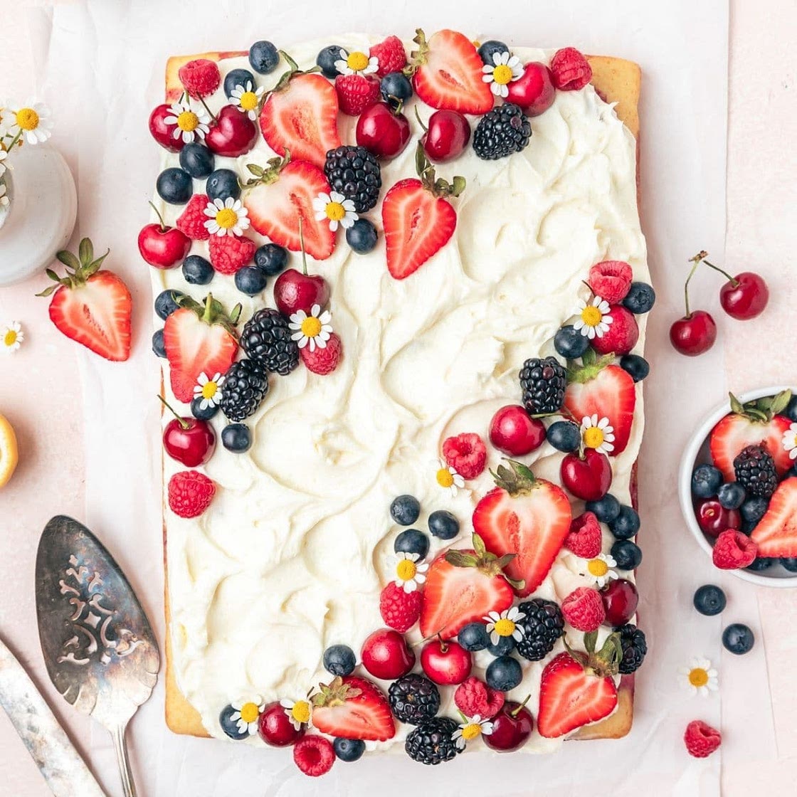 Roasted Berry Poke Cake