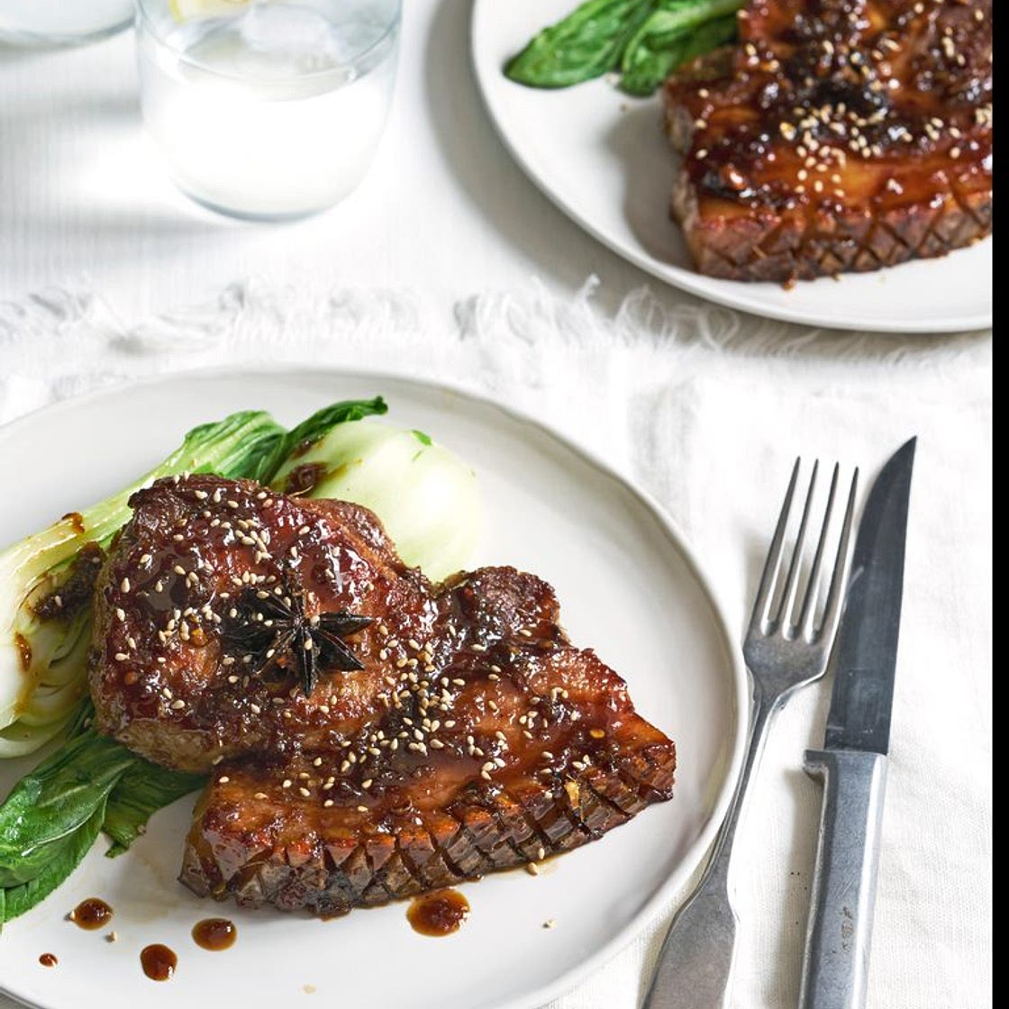 Soy-glazed pork chops