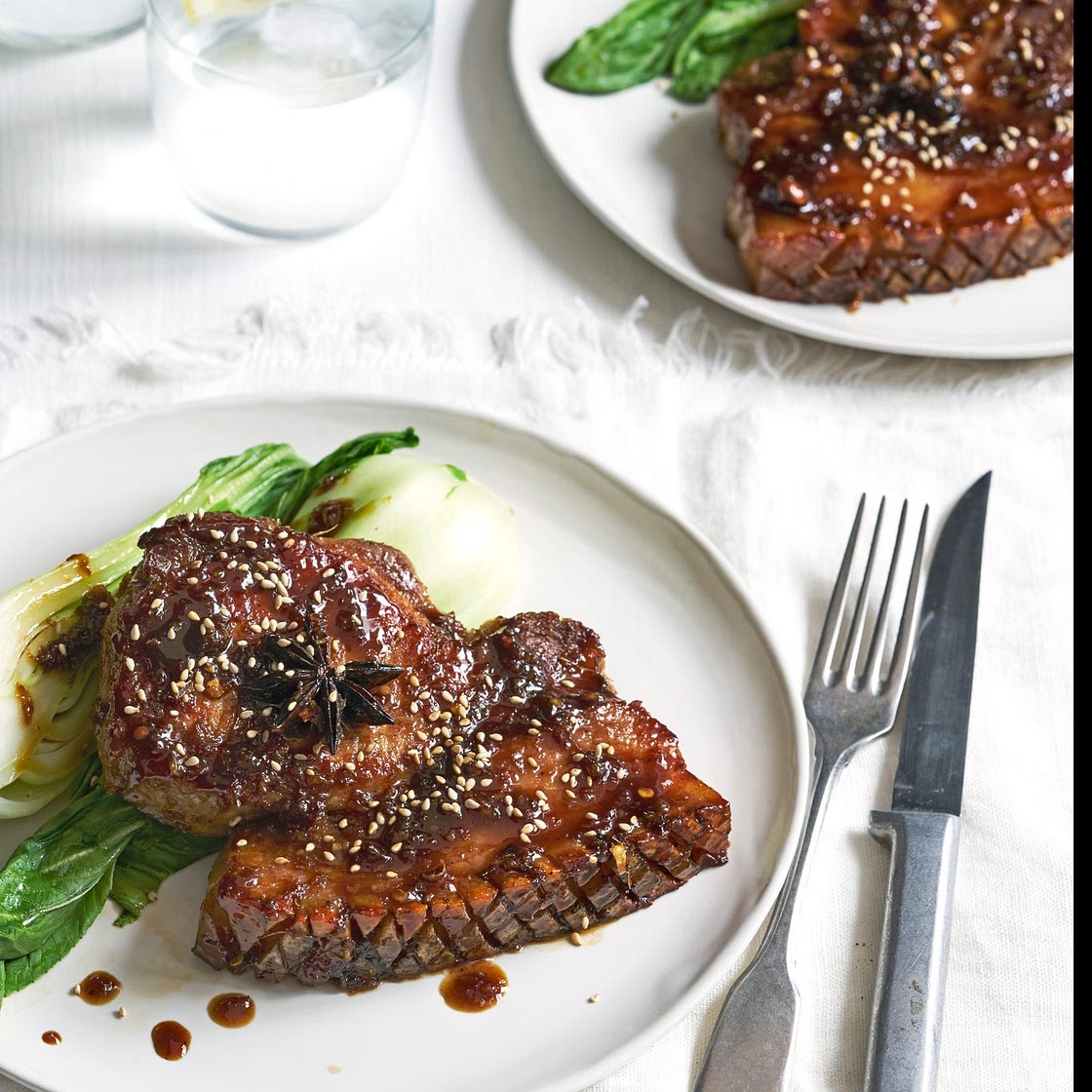 Soy-glazed pork chops