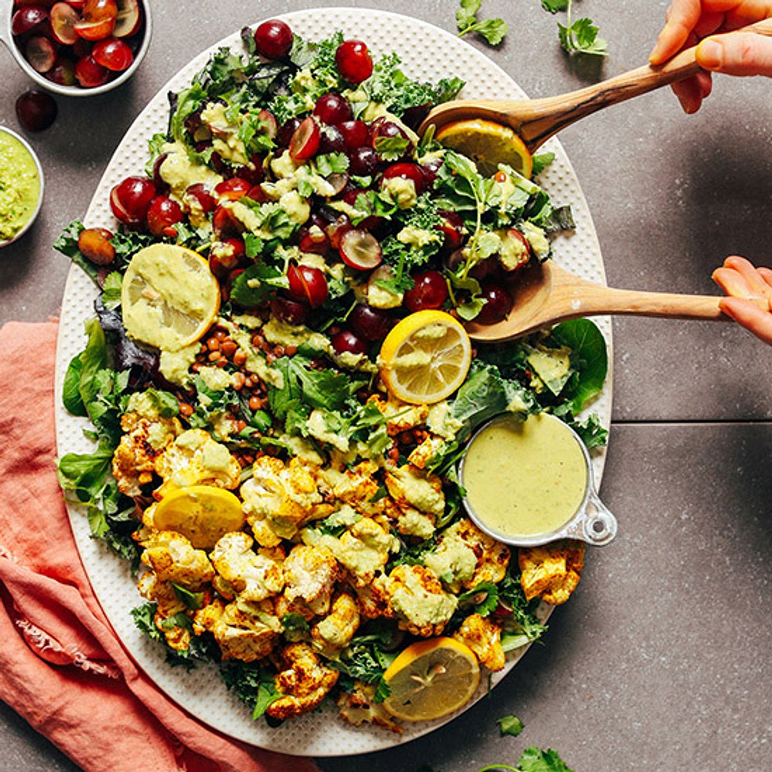 Curried Cauliflower, Grape & Lentil Salad