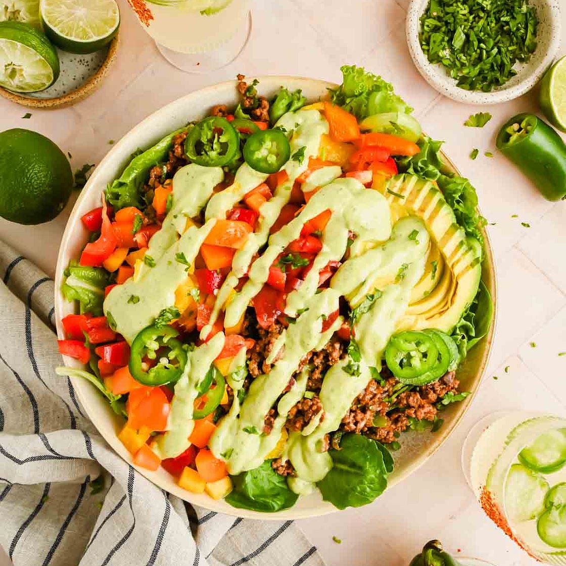 Ranch Taco Salad with Creamy Jalapeño Dressing