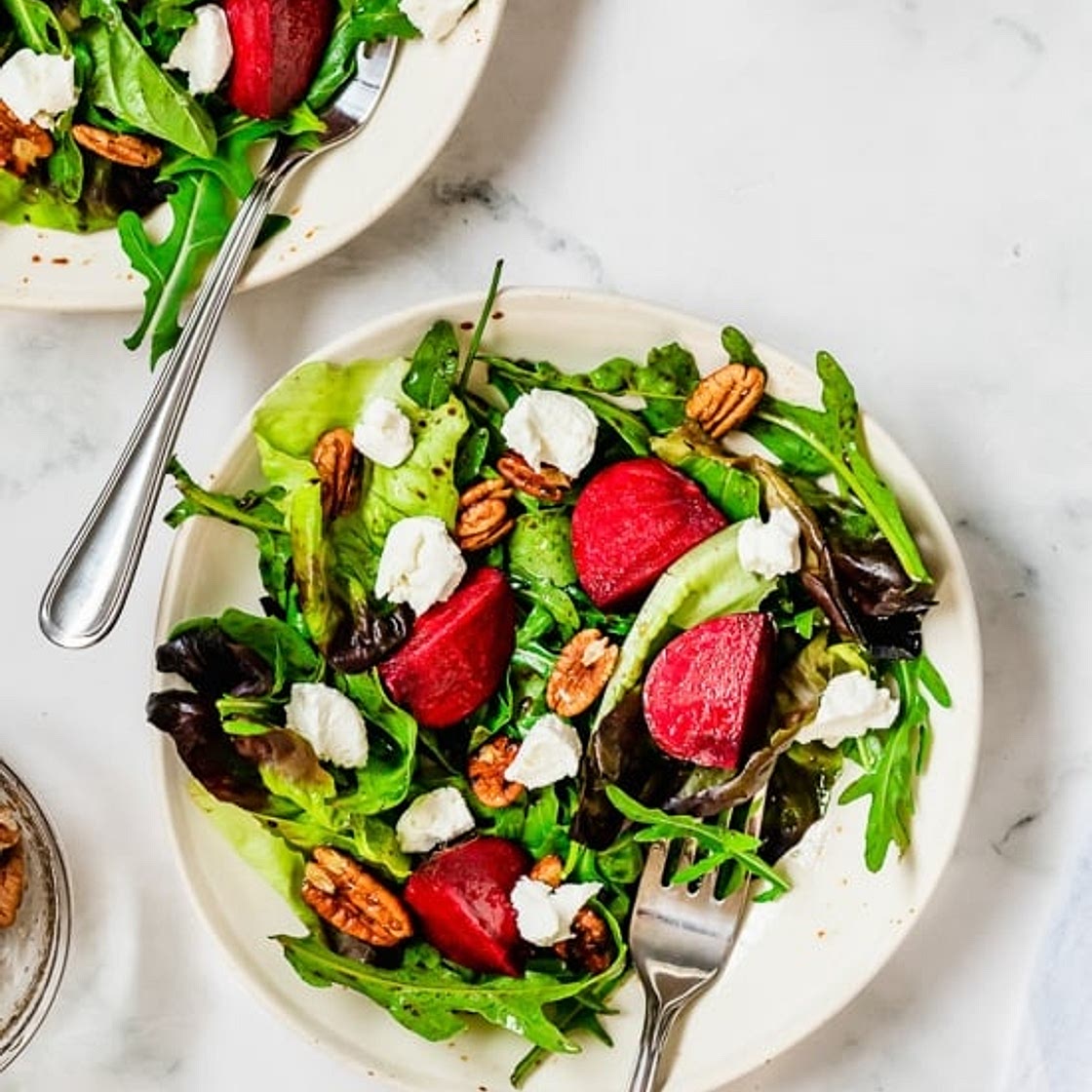 Beet Salad with Goat Cheese and Candied Pecans
