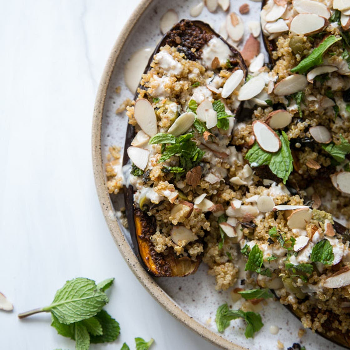 Ottolenghi-Style Baked Eggplant with Quinoa