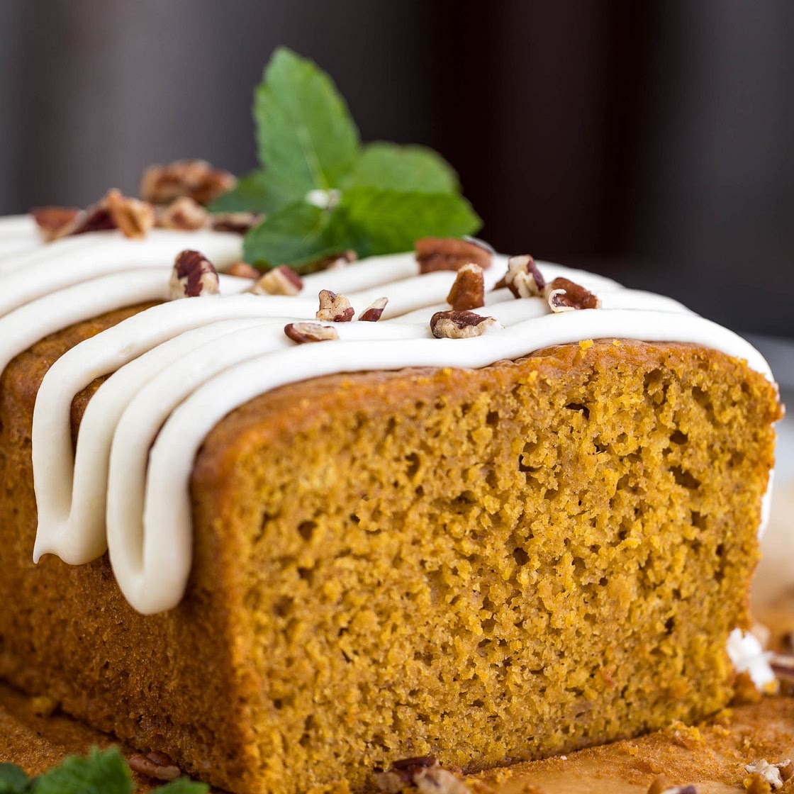 Pumpkin Loaf with Cream Cheese Glaze