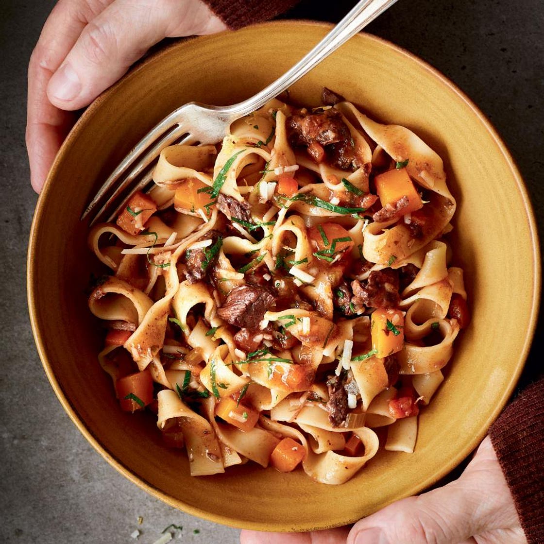 Pappardelles au boeuf braisé et à la courge