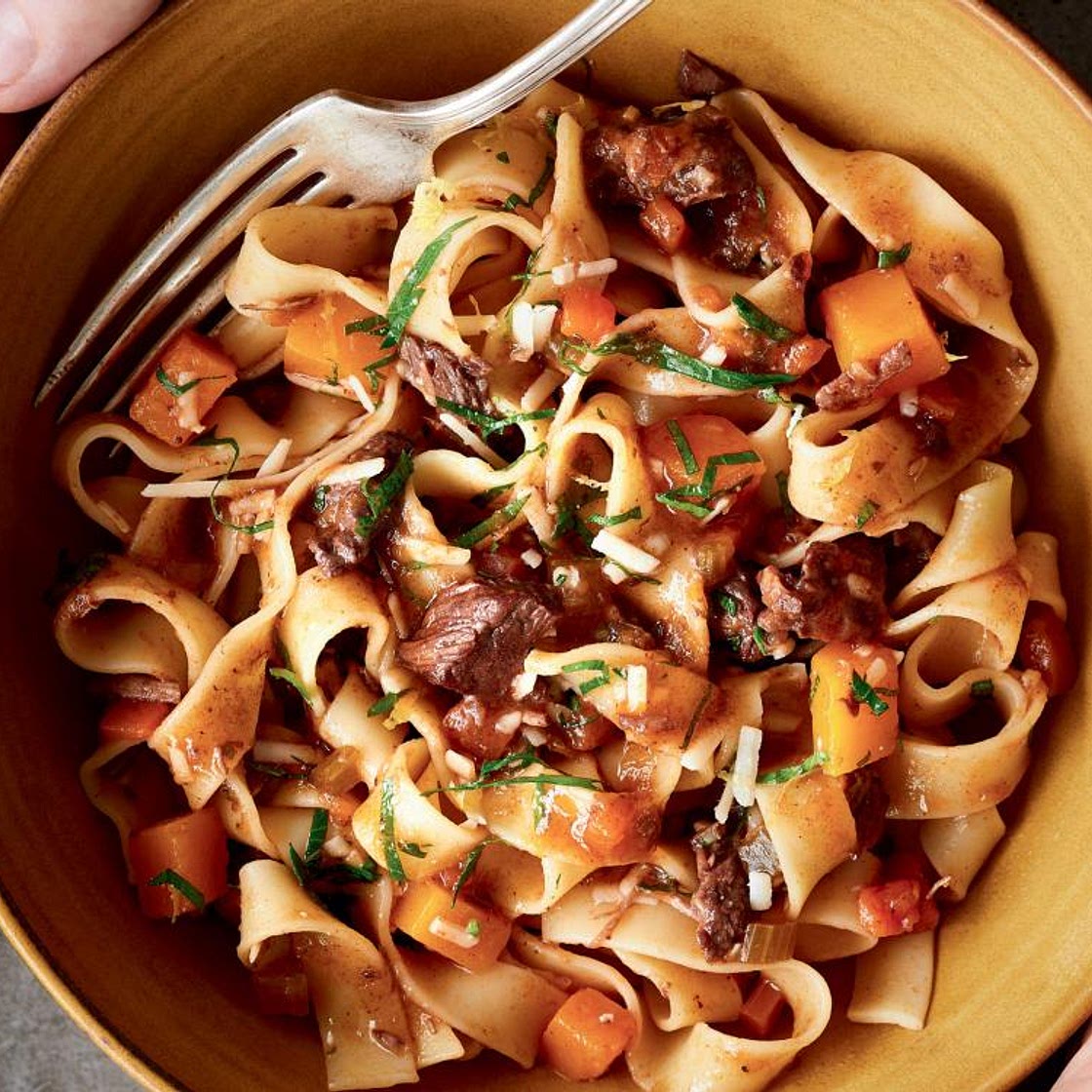 Pappardelles au boeuf braisé et à la courge