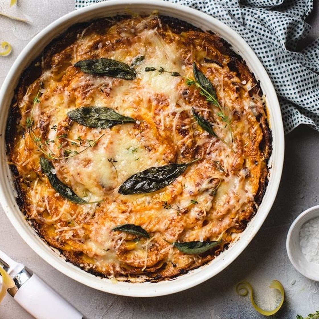 Garlic and Herb Butternut Squash Gratin