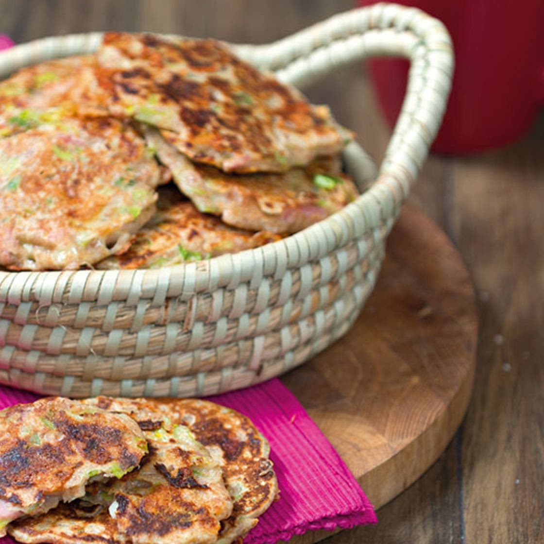 Cheddar and leek pancakes