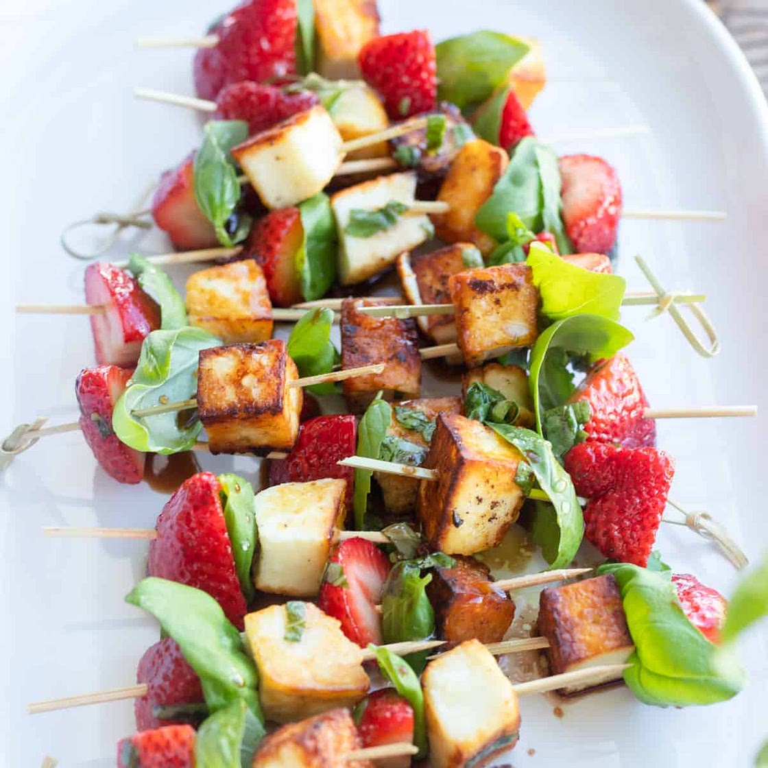 Strawberry and Halloumi Skewers Recipe
