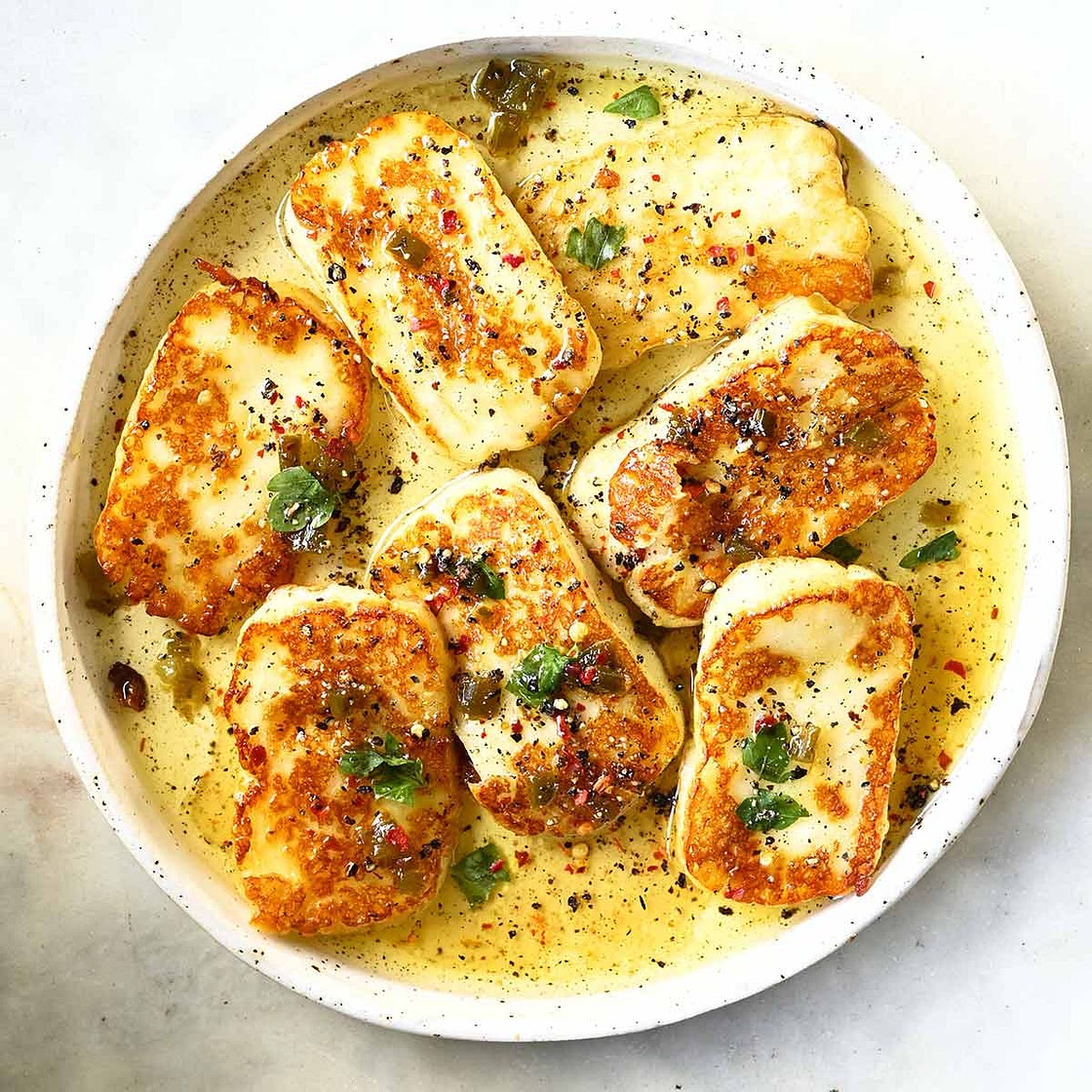 Pan-Fried Halloumi with Peppered Honey