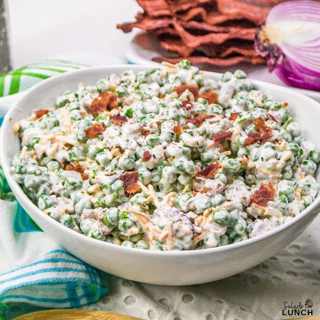 Creamy Green Pea Salad with Bacon Recipe