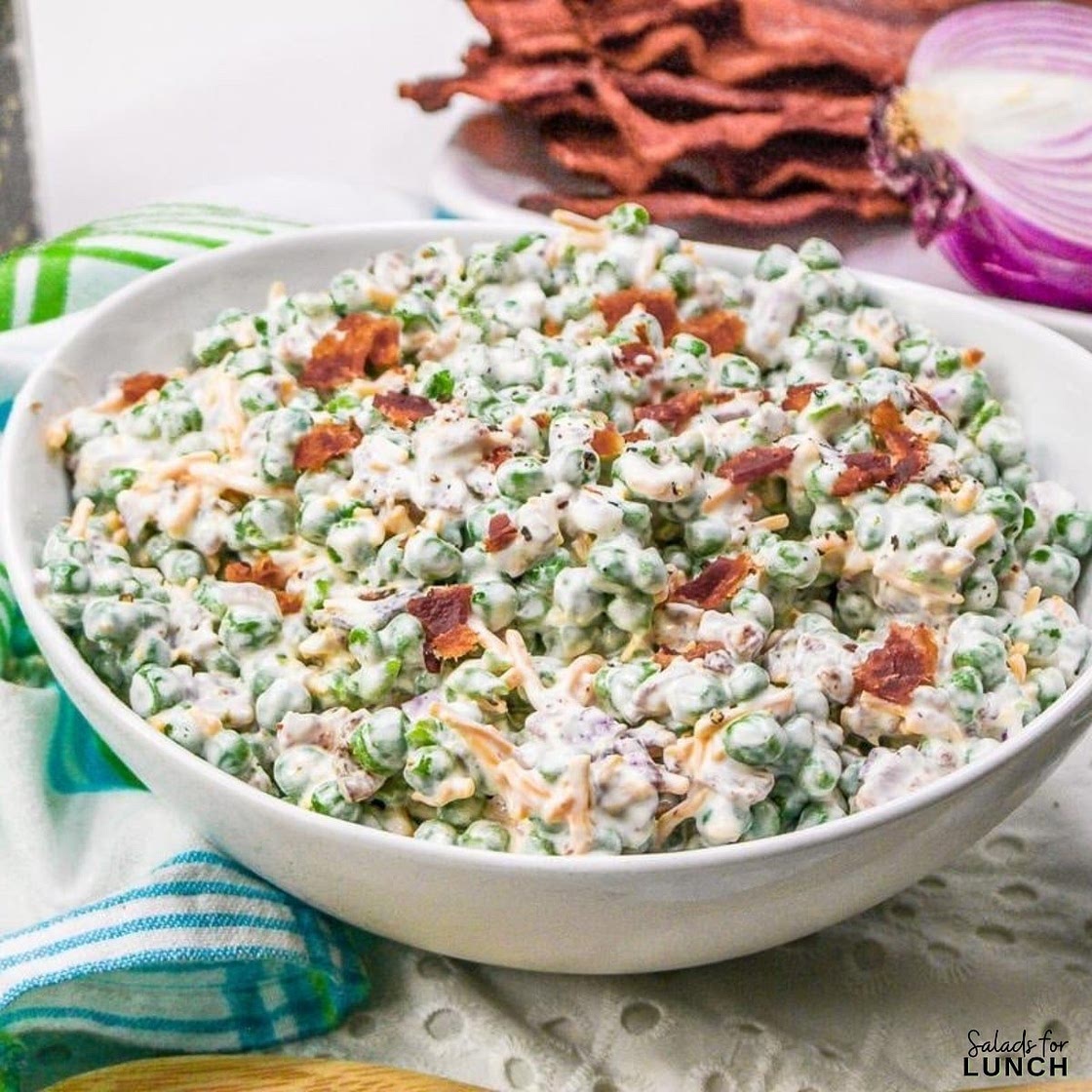 Creamy Green Pea Salad with Bacon Recipe