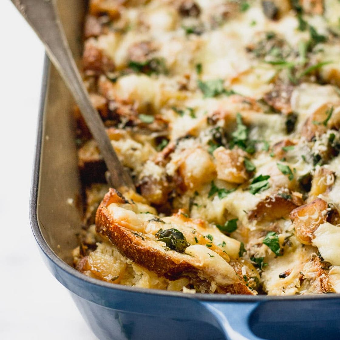 Overnight Vegetarian Breakfast Strata with Potatoes and Fontina